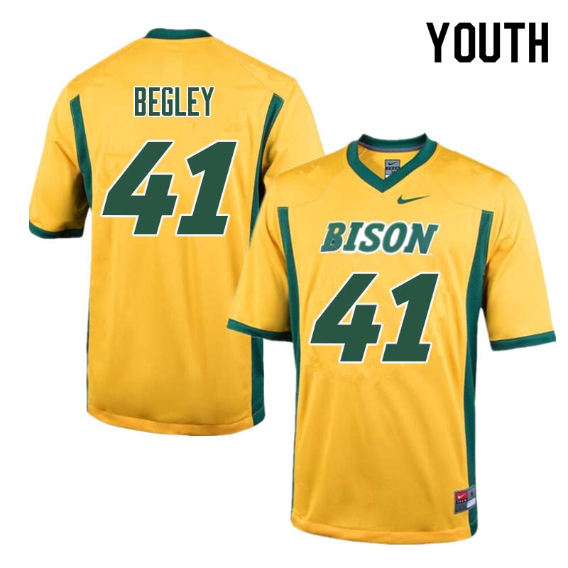 Youth #41 Jack Begley North Dakota State Bison College Football Jerseys Sale-Yellow - Click Image to Close